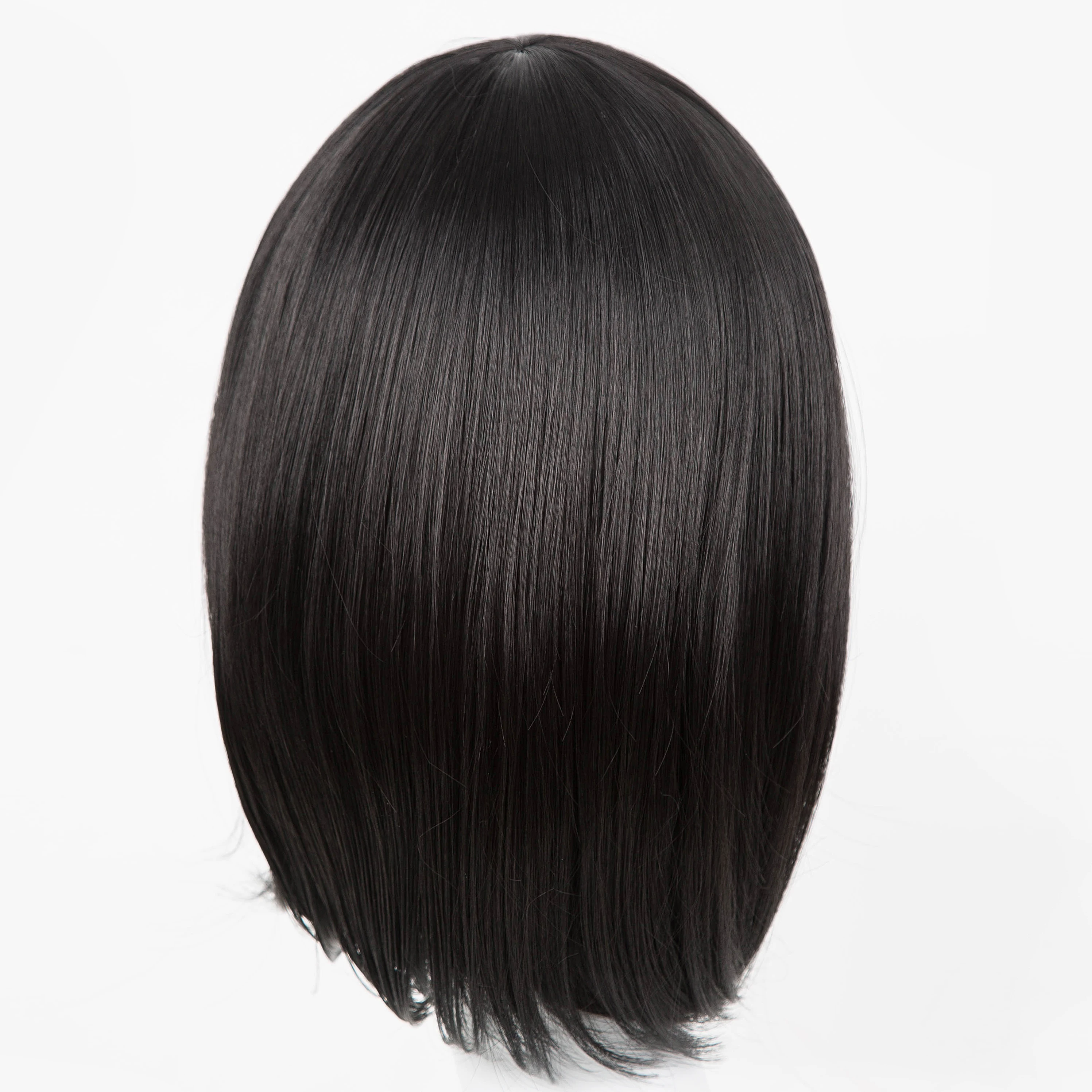 Fei-Show Synthetic Heat Resistant Fiber Short Wavy Black Hair Wig Costume Halloween Cosplay Salon Party Women Student Bob Wig