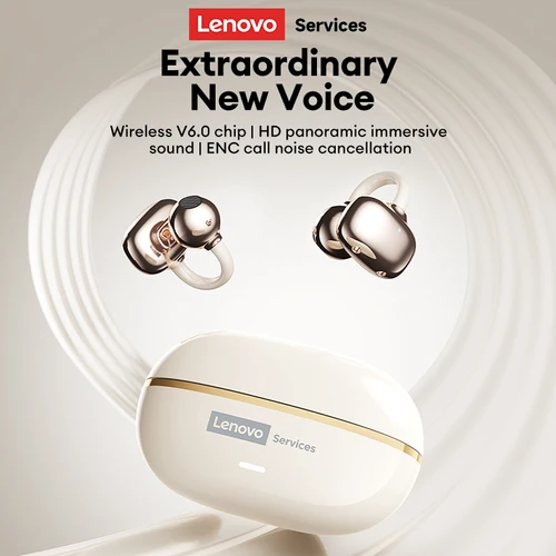 Imagen 2 del producto Lenovo RS102 Auriculares inalámbricos Bluetooth 6,0 con clip para la oreja, auriculares deportivos para correr, auriculares con sonido envolvente HIFI de baja latencia, nuevos