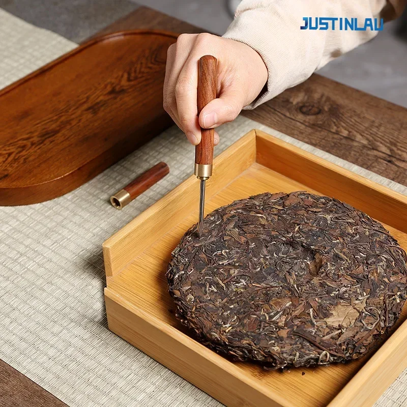 JUSTINLAU Ebony Rosewood Tea Needle Stainless Steel  Solid Wood Handle Durable Pu\'er Tea Loosening Knife Tea Set Accessories