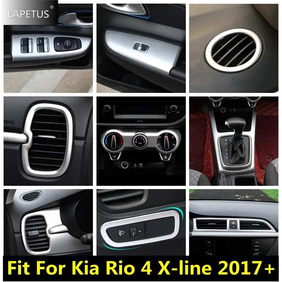 

ABS Auto Window Lift / Shift Gear / Head Light / Air Vents Panel Cover Trim For Kia Rio 4 X-line 2017 - 2020 Matte Accessories