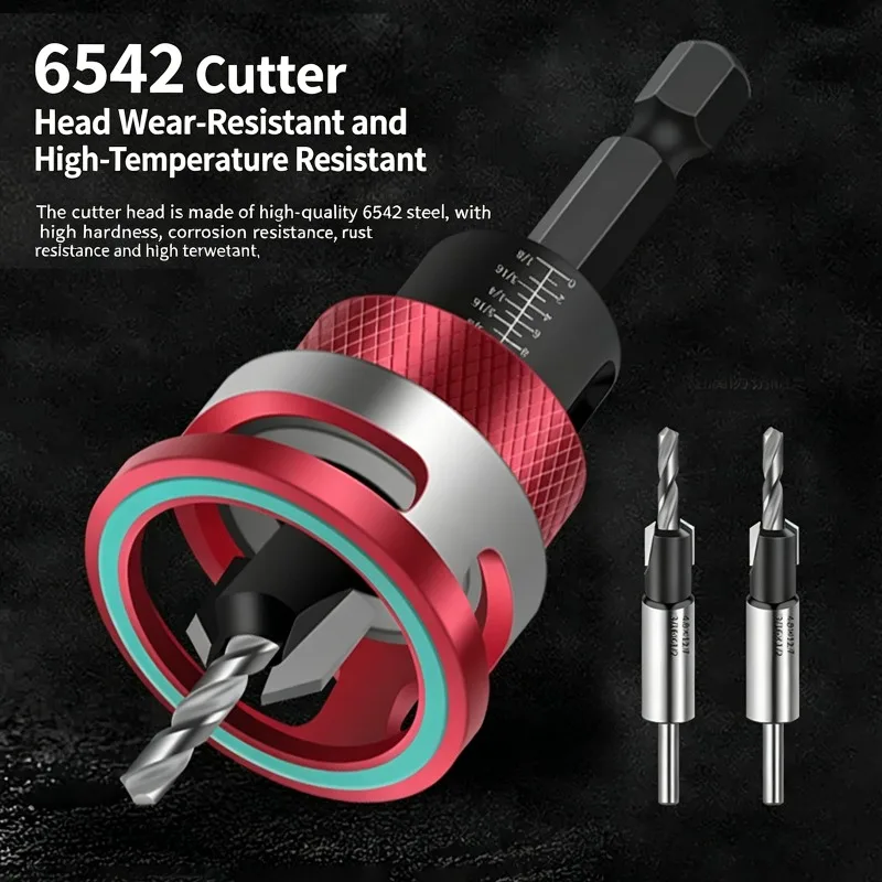 Woodworking Limit Four Edge Countersink Drills high-speed steel Drill Adjustable Depth Step Drill Screw Countersink Drill Bit