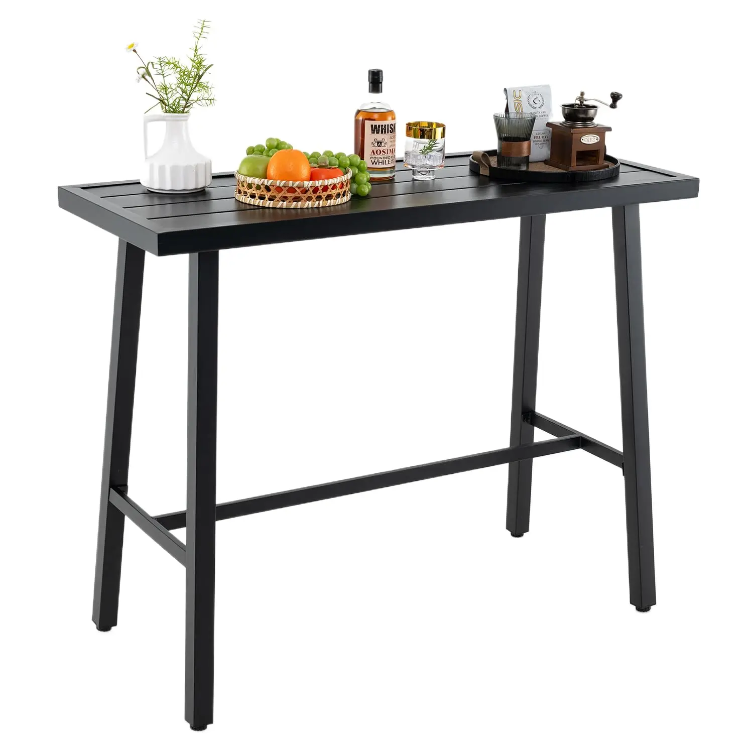 

36in Rectangular High Bar Table Adjustable Foot Pads Patio Counter Height Dining Balcony Backyard Indoor, Customized