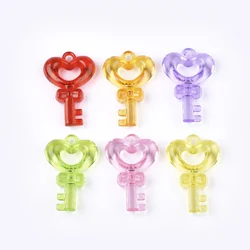 20 pendenti in acrilico trasparente chiave colore misto 37x25x8mm Foro: 2,5 mm