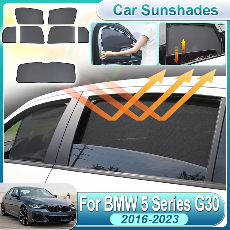 

For BMW 5 Series Accessories 2016-2023 G30 Anti-UV Car Mesh Sun Shades Covers Front Rear Windshield Sun Visor Covers Accessories