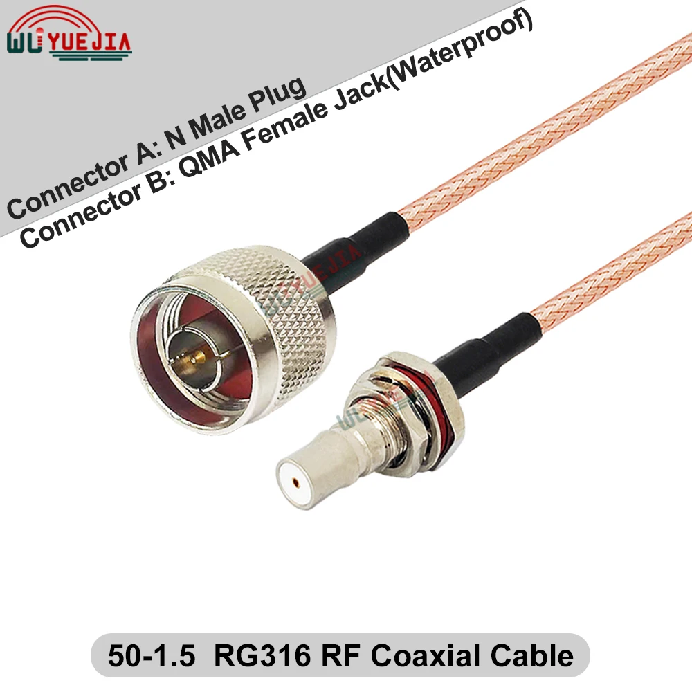 L16 N to QMA Quick Plug RG-316 Cable Bulkhead QMA Femae to N Female Waterproof or N Male Plug Connector 50-1.5 RF Coaxial Cable