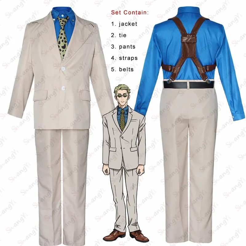 Manga Anime Characters Nanami Kento Cosplay Costume Jujutsu Kaisen Clothes Coat Shirt Tie Pants Straps Belt Suit Set Men Uniform