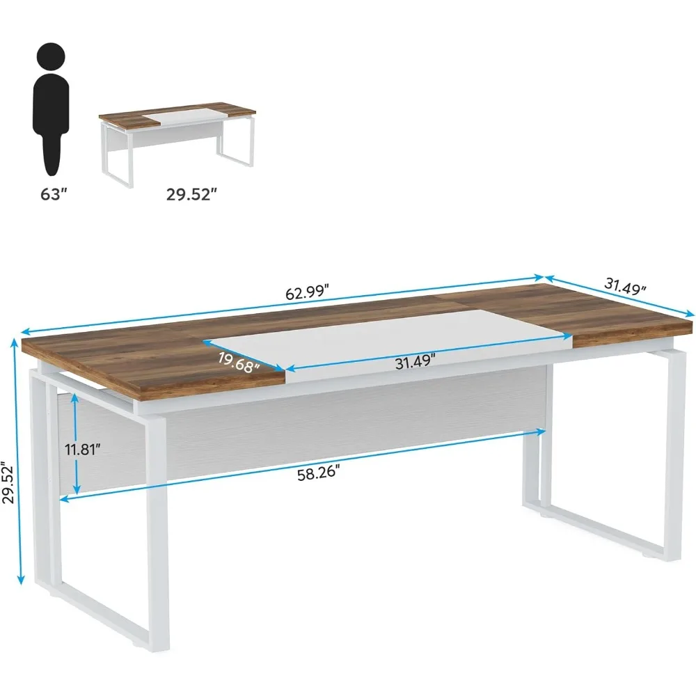 Conference Table with Splicing Board, Meeting Tables for Home Office, Business Training Seminar Table with Stylish Metal Legs