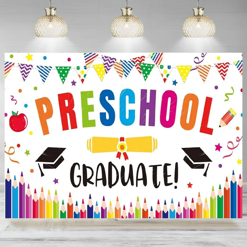 

Preschool Graduate Backdrop Banner Kids Kindergarten Pre K Background Photographic Congrats Grad Party Decorations Ceremony