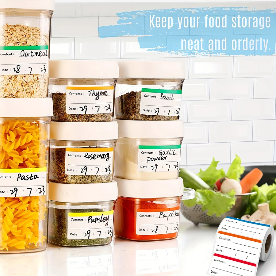 200 قطعة من ملصقات الفريزر الملونة لتخزين المواد الغذائية، ملصقات الثلاجة القابلة للإزالة لحاويات الطعام. #6
