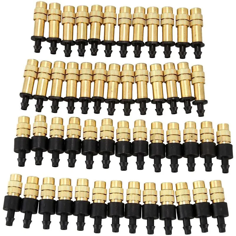 ABMI-200PCS Adjustable Sprayer Brass Misting Nozzle Atomizing Sprinkler For Mini Drip Garden Watering Irrigation Spray,