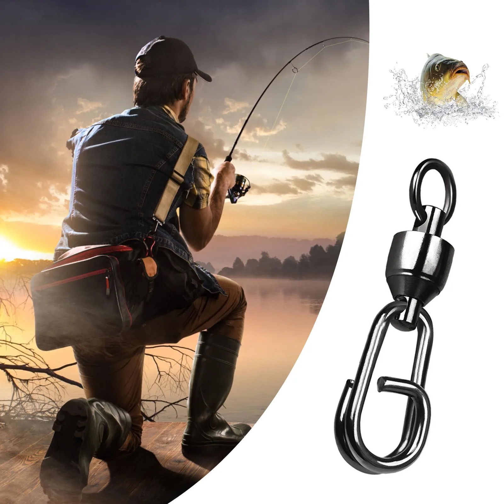 25pcs Fast Change Fishing Clip Snaps Fishing Rolling Swivel Free Spinning Bearing Fishing accessories Lake River Coastal Water