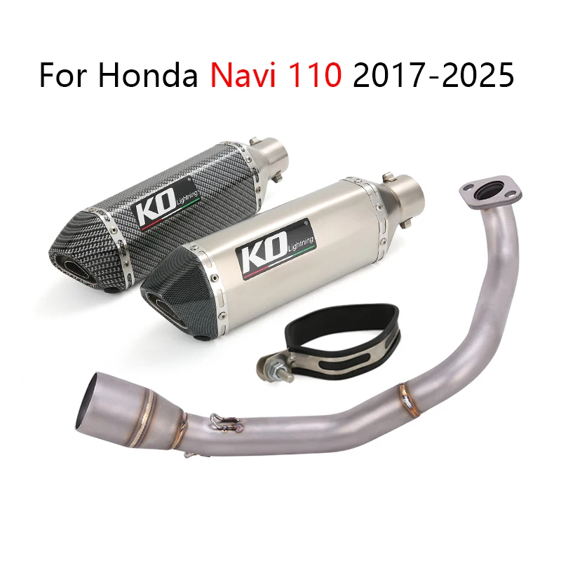 

For Honda Navi 110 2017-2025 Motorcycle Complete Exhaust System Header Link Pipe Slip On 370mm Muffler DB Killer Stainless Steel