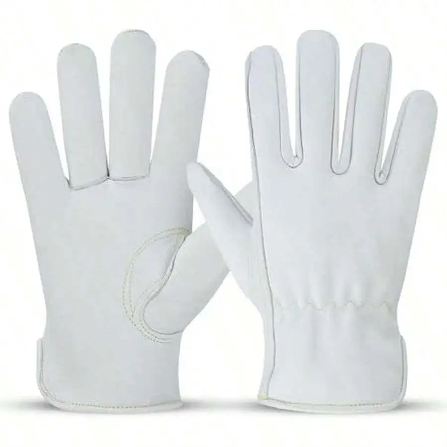 Leather Work Gloves For Men & Women - Reinforced Cowhide, Puncture & Cut Resistant, Durable Gardening Gloves