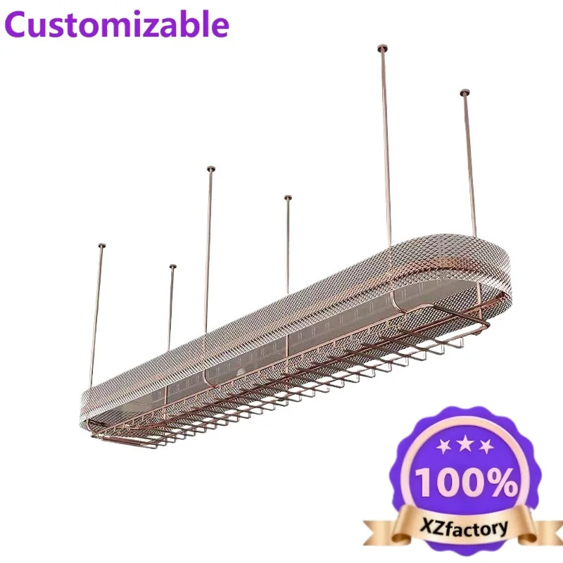 Factory Direct 2026 New Bar Restaurant Wine Cabinet Ceiling Wall-mounted Wine Rack Bar Cabinet Hanging Wall Hanger Shelf