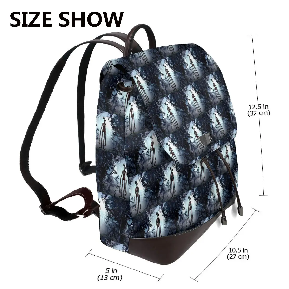 Siren Head In Dark Forest Bookbag School Student Bags Hiking Travel Daypack for Women Fashion Derma Backpack