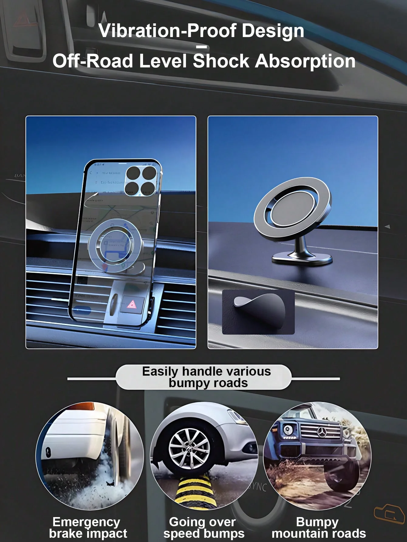 حامل هاتف السيارة MagSafe - مصنوع من سبائك الزنك مع مغناطيس نيوديميوم قوي، 360 درجة ° دوران، الامتزاز التلقائي، صديق للإشارة، #5