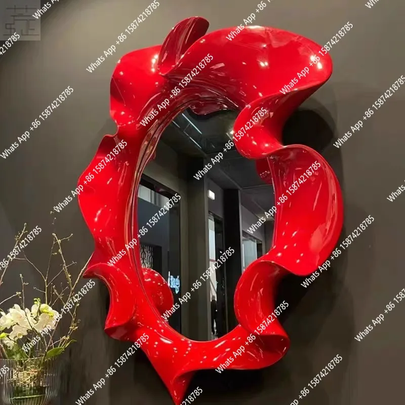 Nordic designer Art Deco flower mystery mirror irregular fiberglass plastic personalized makeup mirror