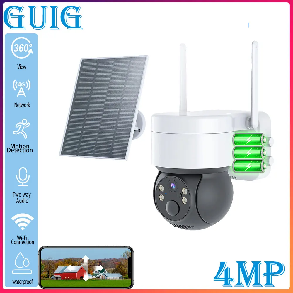 

4MP two-way audio solar camera outdoor humanoid motion detection wireless charging Ip67 waterproof Full Color solar camera