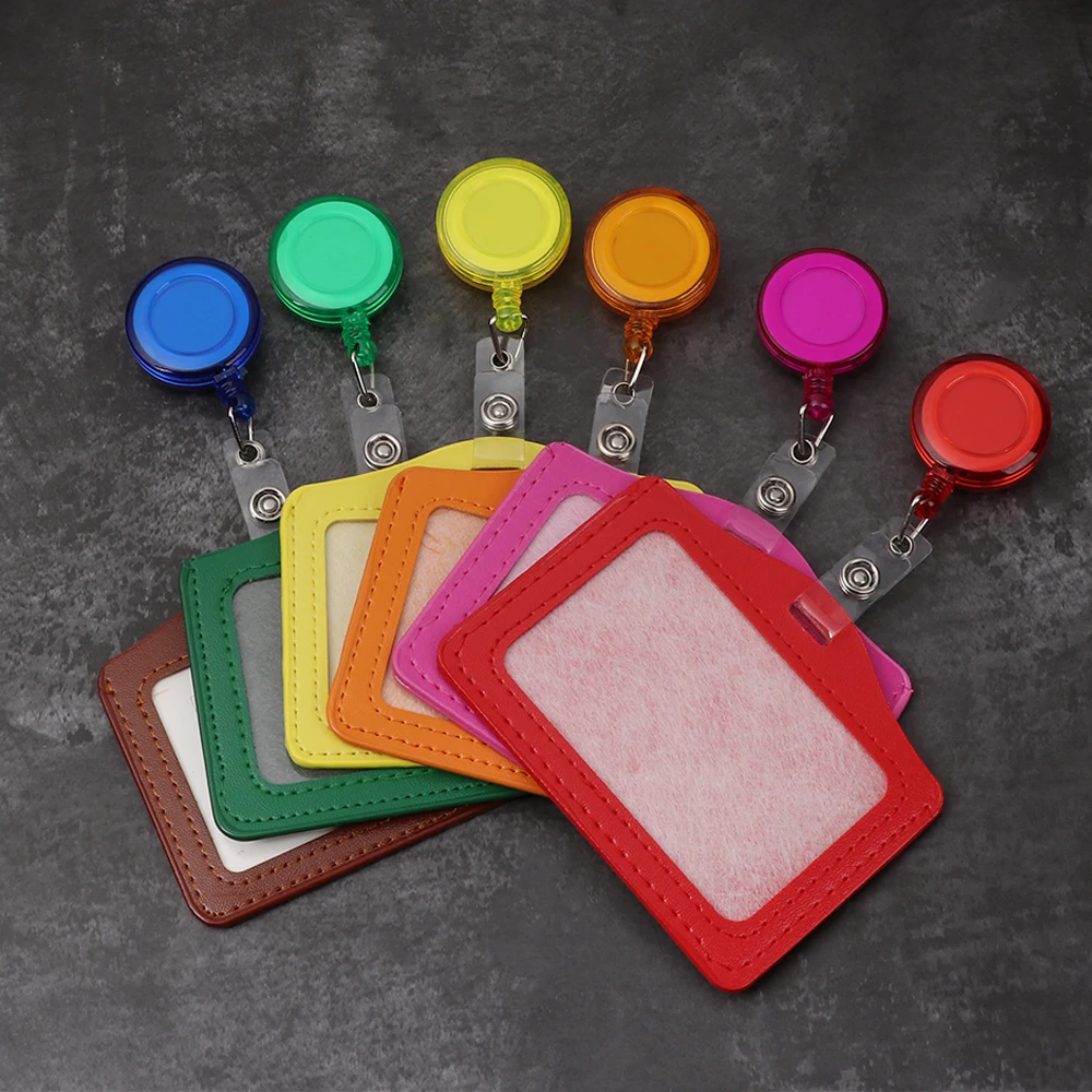 

Supplies Horizon Style Badge Holder Clip PU Leather Name Card Holder Retractable Badge Reels ID Badge Holder Nurse Doctor