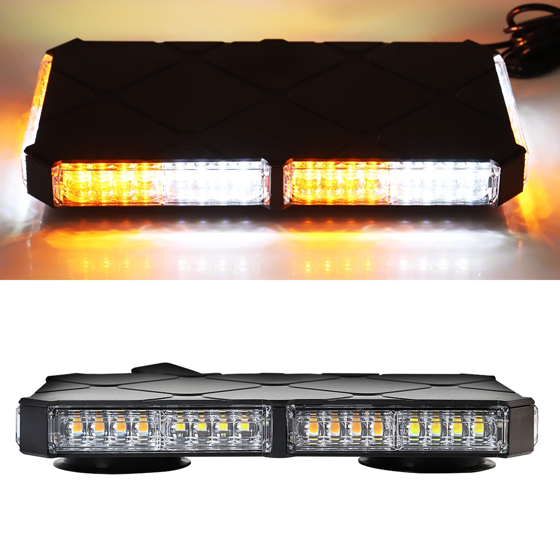 

Vgetting 48 LED Car Roof Top LED Strobe Light Flashing Yellow White Traffic Safety Signal Lamp Emergency Warning Lamp Parts 12V