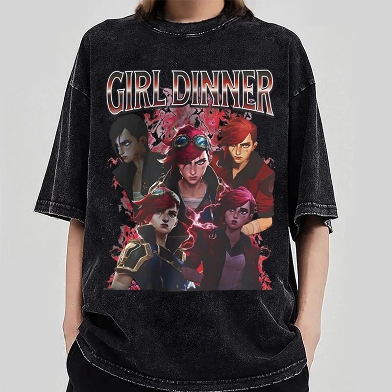

Men's T-shirts Arcane anime printed washed T-shirts classic clothing hot