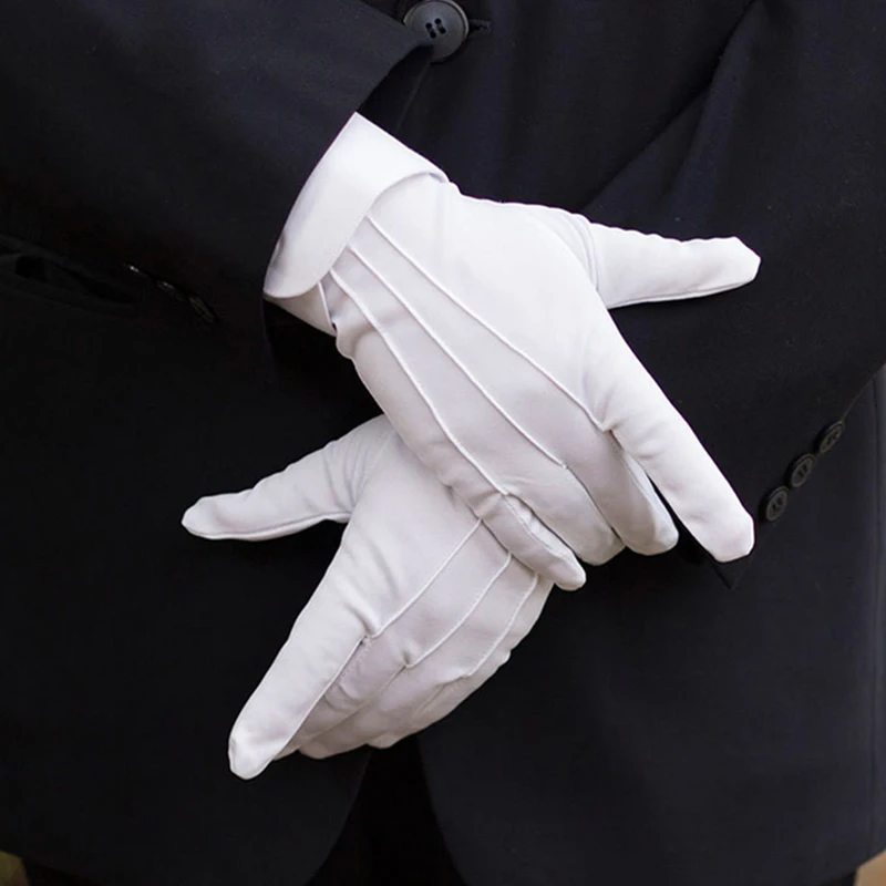 

New Full Finger Men Women Etiquette White Cotton Gloves Tuxedo Honor Guard Parade Santa Men Inspection Winter Mittens Gloves