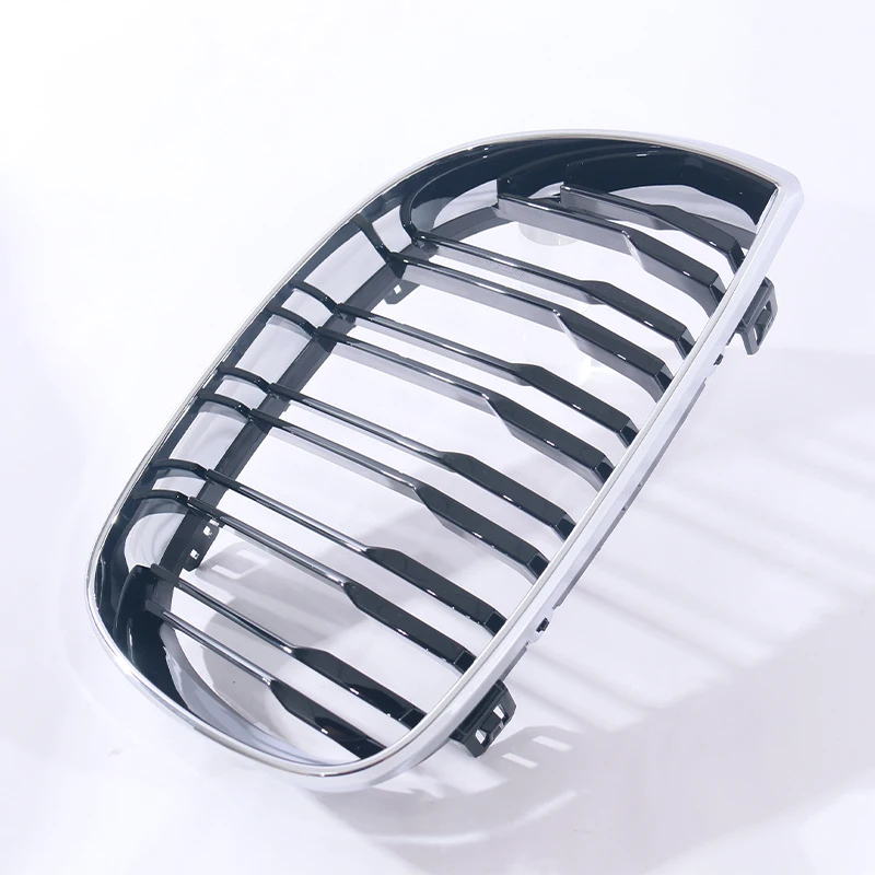 Front Kidney Double Line Slat Chrome Silvery Black Grille Grill For BMW 1 Series E81 E87 E82 E88 120i 128i 130i 135i 2004-2011 view 4