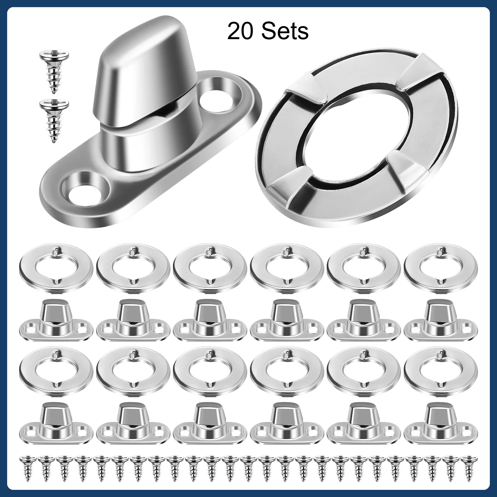 

20 Sets Fasteners Turning Screw Right Angle Marine Buttons Stainless Steel Canvas Fastener Twist Stud Hardware Fasteners Nuts