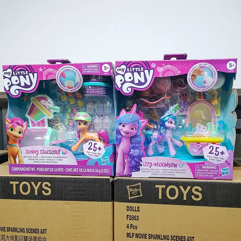 

Hasbro My Little Pony Movie Sparkling Scenes Set Sunny Starscout Izzy Moonbow Doll Gift Toy Model Anime Figures Collect Ornament