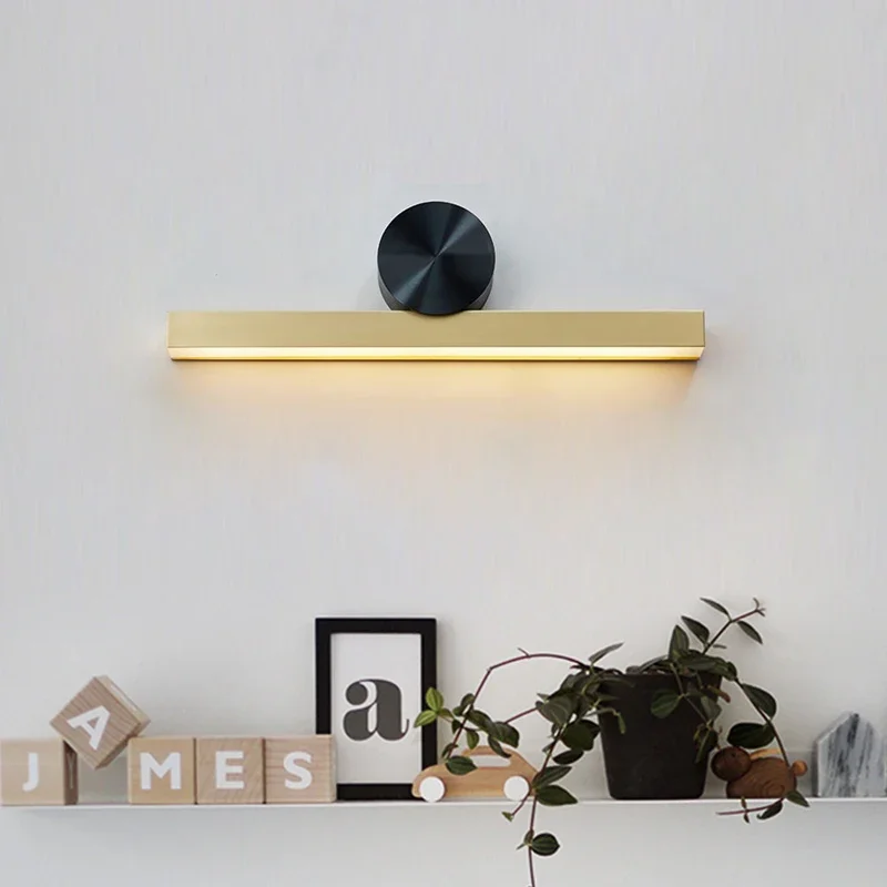 JMZM Modern LED Wall Lamp Bedside Lamp Nordic Copper Strip Desk Mirror Front Lighting For Living Study Room Bedroom Make up image 3