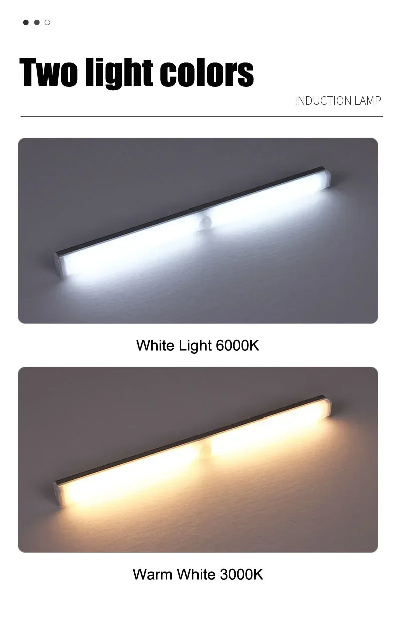 Night Lamp With Motion Sensor Usb Rechargeable Wireless LED Magnetic Light Strip For Bedroom Kitchen Bedside Cabinet Lights