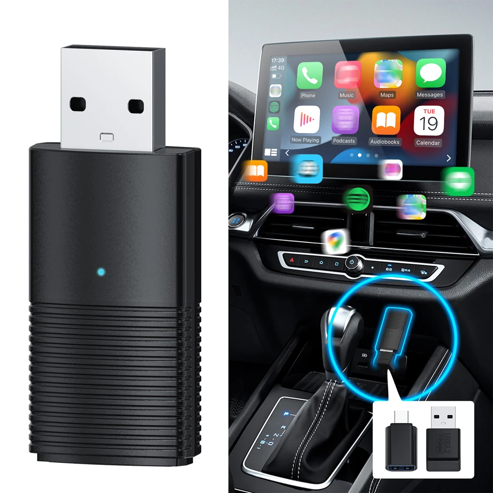 Wireless Car Play Box Wired to Wireless Module Interconnection Adapter Car Playback Adapter 5GHz WiFi Rate USB- type - c Adaptor