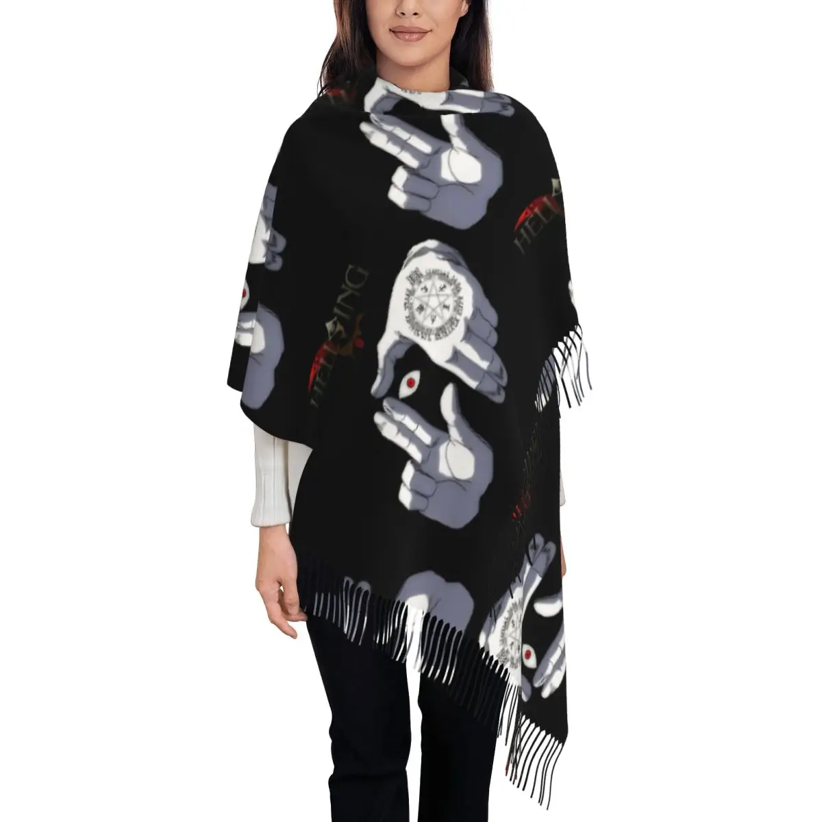 

Alucard Hellsing манга шарф шарфы с кисточками для женщин мягкие теплые шали и накидки большая осенне-зимняя шаль