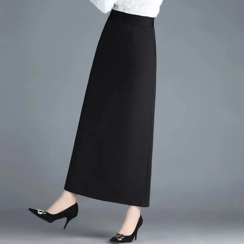

New Autumn Winter Versatile Straight Slimming Elastic High-waisted Mid-Length A-Line Skirt