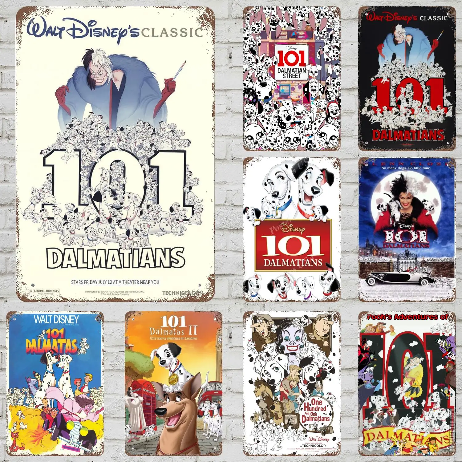 

MINISO 101 Dalmatians Classic Poster Rusty Metal Plaque Retro Decorative Plate Bar Cave Garage Metal Sign Wall Decoration