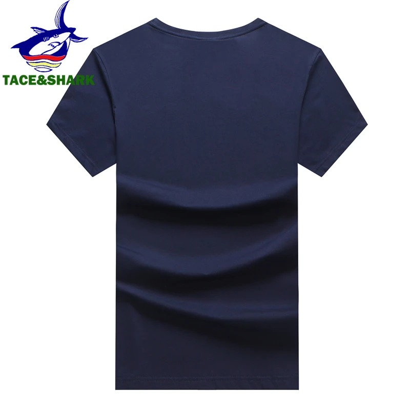 TACE&SHARK Letter Anchor Print T Shirt 2022 Summer Fashion T-shirts Clothing Mens Casual Cotton Solid Color Tshirts