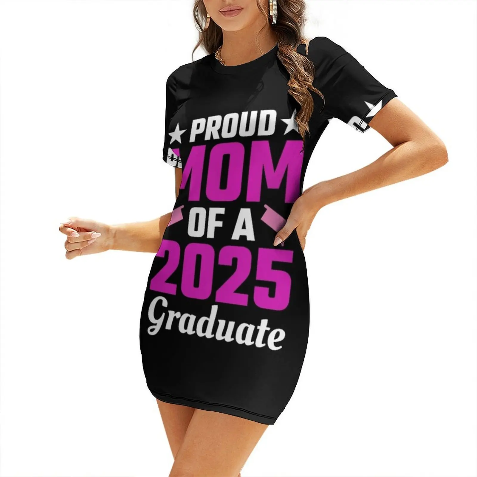 

Proud Mom of A 2025 Graduate - High School College Senior Graduation Short Sleeved Dress prom clothes cute dress Dress