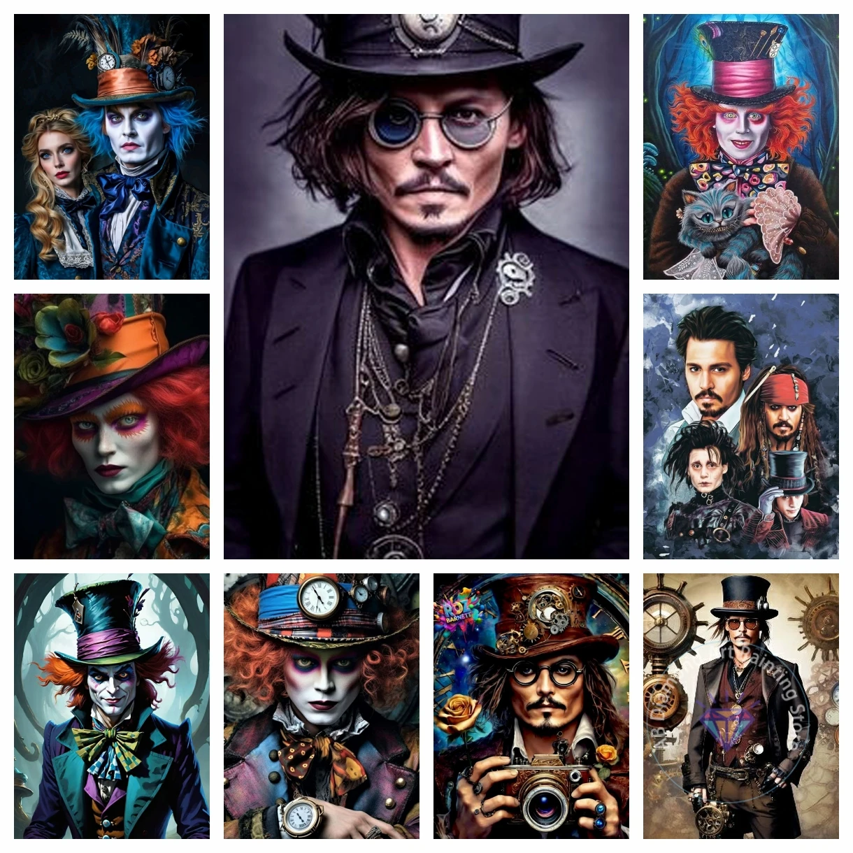 Johnny Depp Gothic Captain Jack Sparrow 5D DIY Diamond Painting Kit Diamond Embroidery Cross Stitch Handmade Art Gift Home Decor