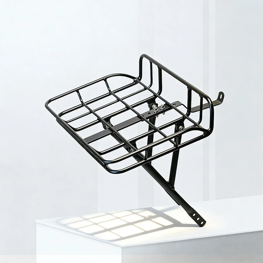 Aluminum Alloy Rack Basket For 20 Inch Folding Bike Lightweight Cargo Carrier With Triangular Tube Design Black Silver Accessory