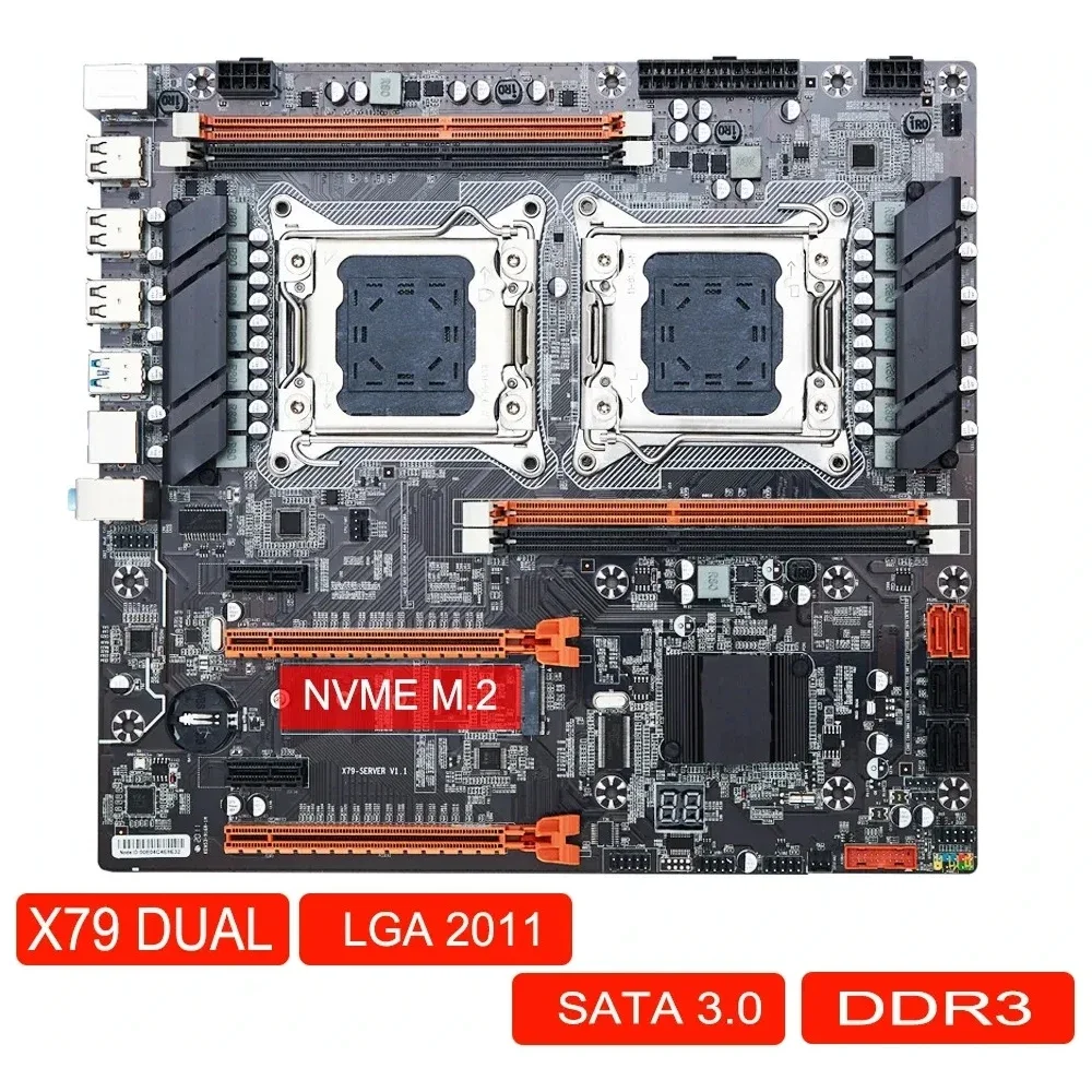 Imagem -03 - Conjunto de Placas-mãe Dual Cpu Placa-mãe Workstations e5 2660v2 Ddr3 64gb Kit Ram 1600hmz Lga 2011 M.2 Série Nvme X79