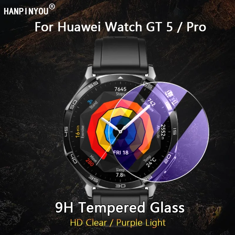 For Huawei Watch GT 5 Pro 41mm 42mm 46mm Ultra Slim Clear / Anti Purple Light 2.5D 9H Tempered Glass Guard Film Screen Protector