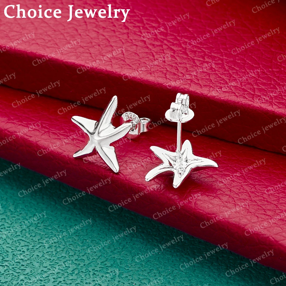 

Серьги-гвоздики из стерлингового серебра 925 пробы в форме морской звезды для женщин, модные милые изящные простые украшения, аксессуары для вечеринок и свадеб