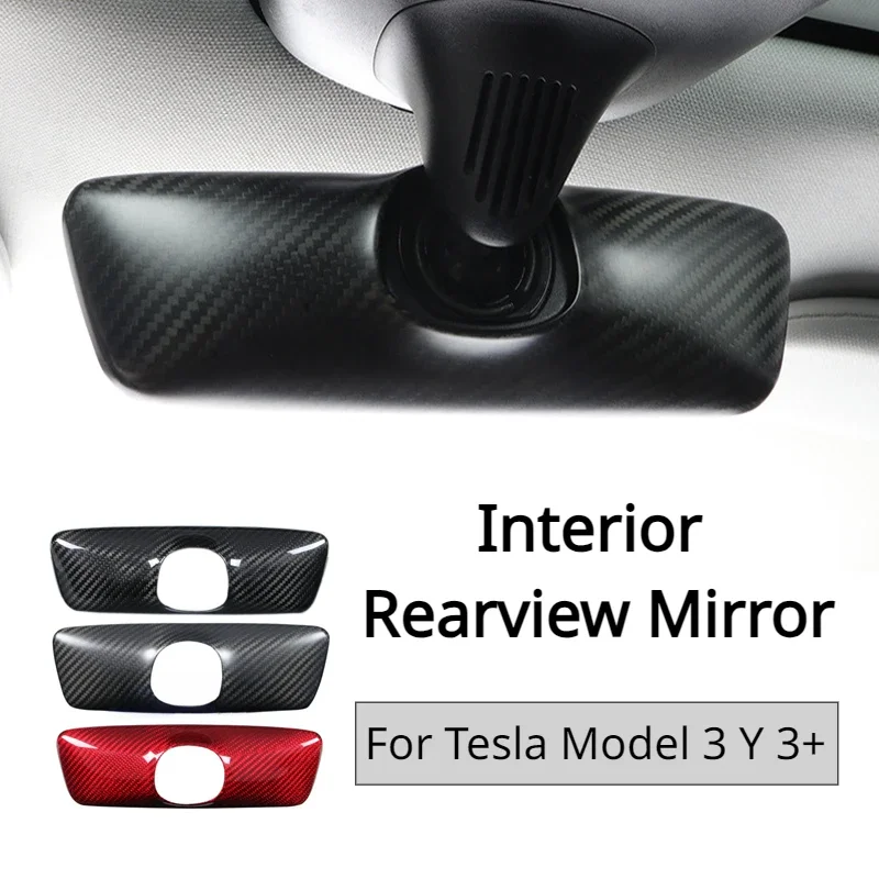 Rearview Mirror Cover for Tesla Model 3 Y 3+ Real Carbon Fiber 3K 240G Handmade Rear View Mirror Shell New Model3 Highland 2024