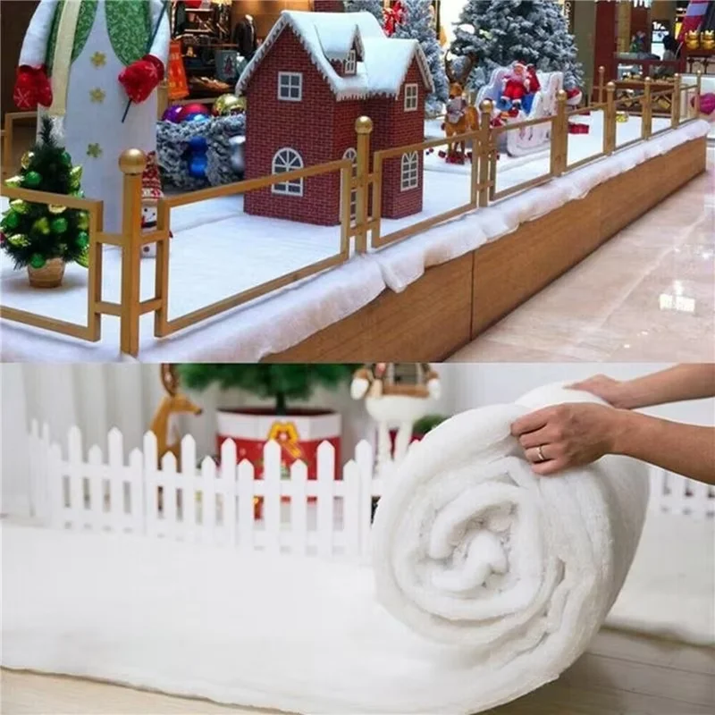 80*240CM Christmas Snow Blanket Artificial Cotton Blankets Christmas Tree Backdrop Decoration Fake Snow Carpet Winter Snow Sheet