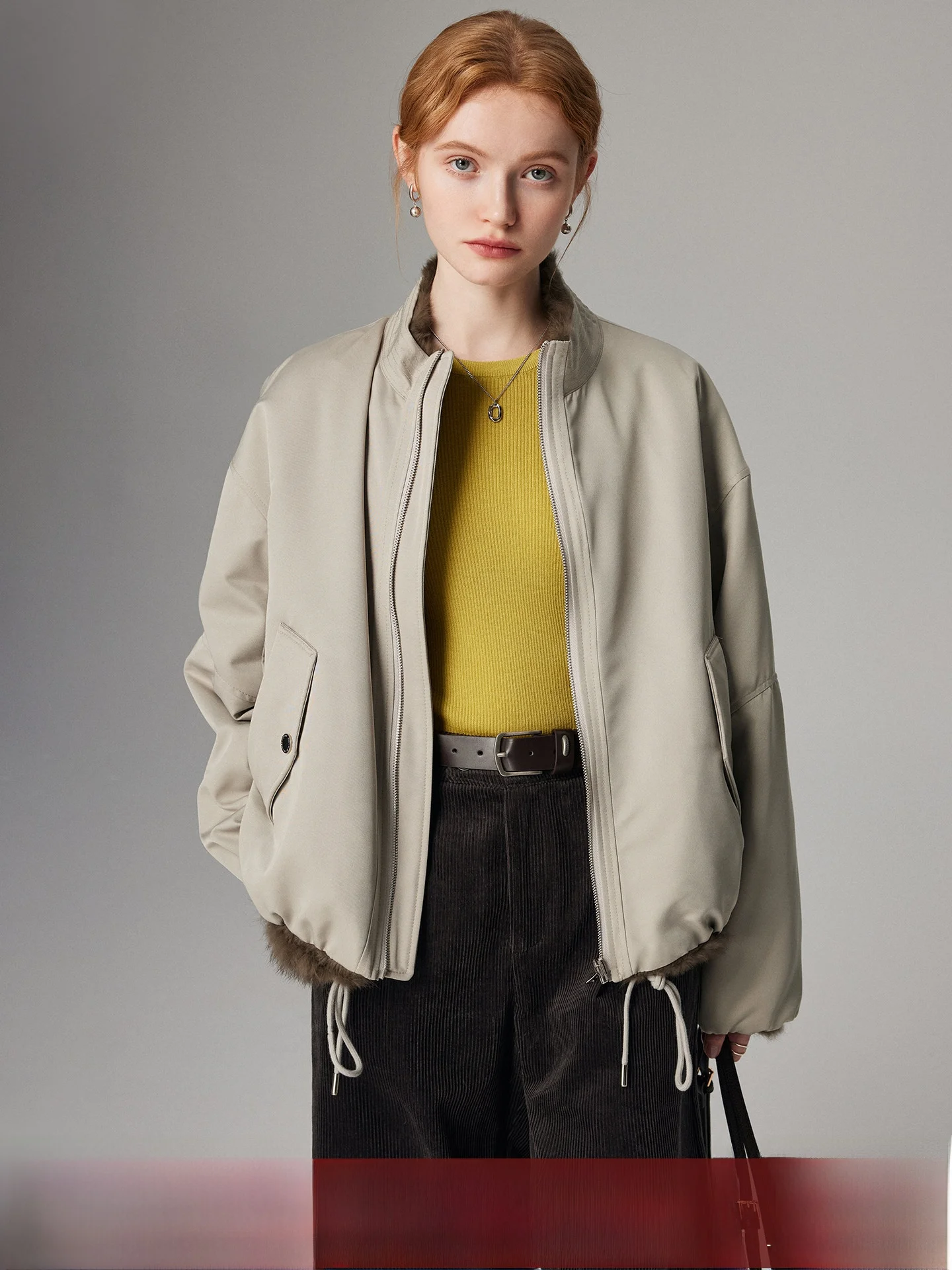 Double-Sided Wear Rabbit Fur Parka Coat Women's Casual Style Winter Jacket Korean Version Thickened Long Sleeve Zipper Closure
