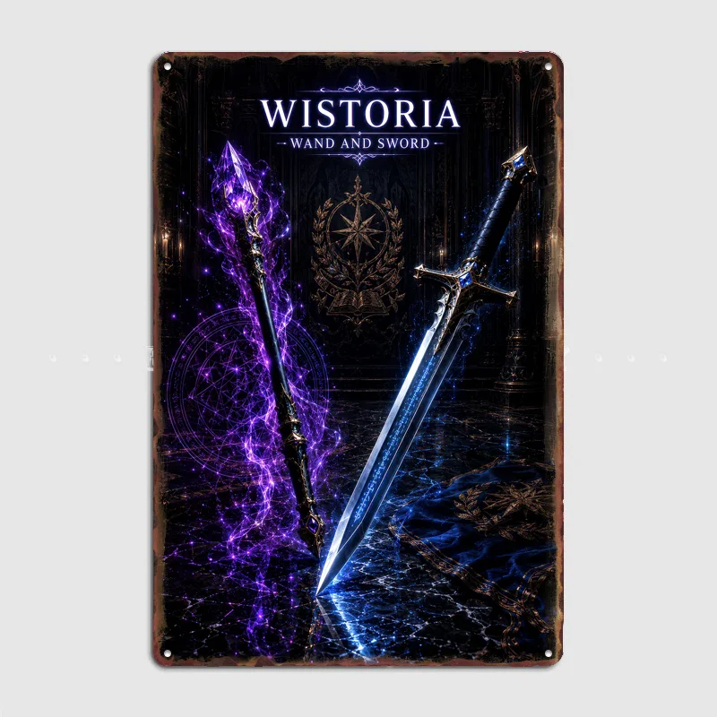 Wistoria Wand and Sword Poster Metal Sign Bedroom Indoor Outdoor Home Decor Bar Custom Posters Wall Room Decorations