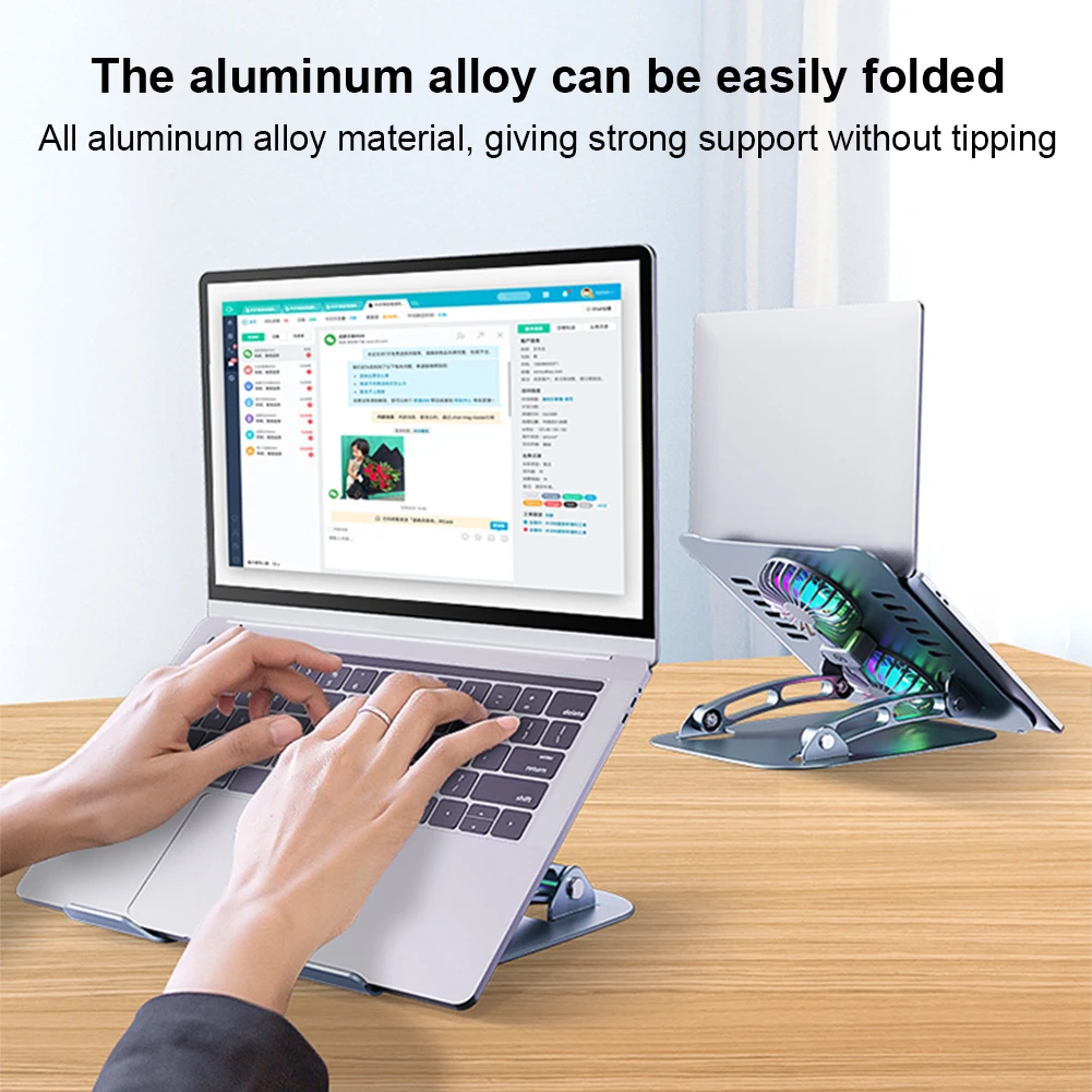 حامل تبريد للكمبيوتر المحمول المكتبي قابل للطي بارتفاع قابل للتعديل مع حامل كمبيوتر مروحتين للتبريد مضاد للانزلاق لأجهزة الكمبيوتر المحمولة حتى 15.6 بوصة