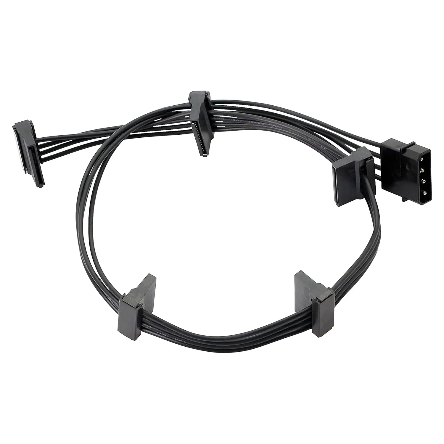 1 Pcs 4Pin IDE Molex 1 to 5 SATA Power Splitter Cable 18AWG Black 50cm For PC Server Hard Drive HDD Extension Adapter Cord