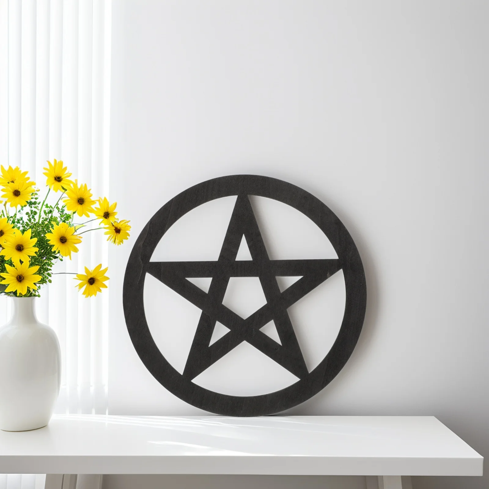 

Wooden Altar Pentagram Carving Retro Household Adornments Sacrifice Supply Altar Ornament Yoga Purify Mind