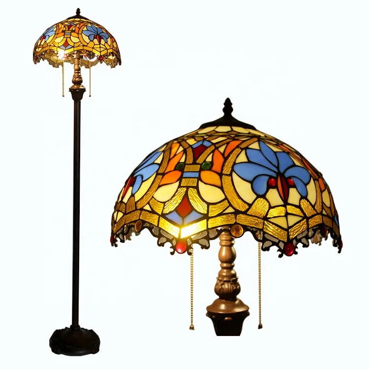 Hot-selling 16 Inch Floor Lamp with Stained Glass Lampshade Living Room Lights